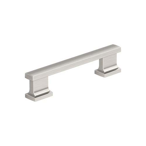 Image of Amerock 25 Pack 3-3 /4 inch Triomphe Satin Nickel Drawer Pull | 3-3 /4 inch (96mm) Center-to-Center Mounting Distance and 4-13 /16 inches Overall Length, Durable Zinc Cabinet Hardware