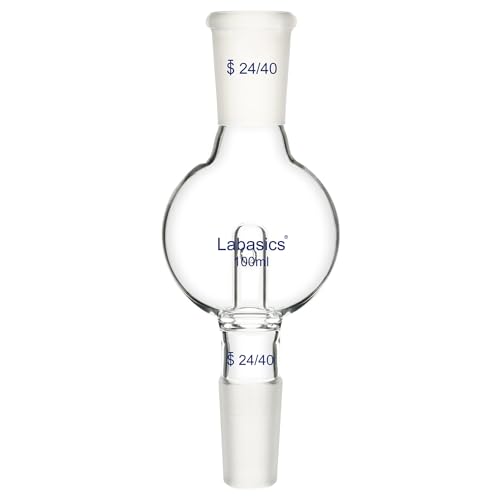 Labasics Borosilicate Glass Rotary Evaporator Bump Trap with 24/40 Standard Outer Upper Joint and Taper Inner Lower Joint, 100 ml