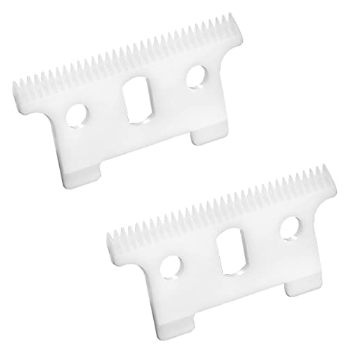 FOXSONIC 2pcs Replacement Ceramic Blade for 04521 t outliner Hair Trimmer andis GTX GTO T-Outliner Trimmer Ceramic Movable Blade Replacement T Blade (White)