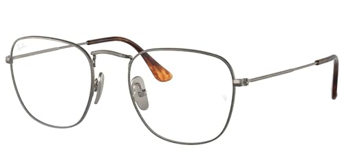 Ray-Ban Mens RX8157V Frank Titanium Square Prescription Eyewear Frames, Demigloss Gunmetal/Demo Lens, 51 mm