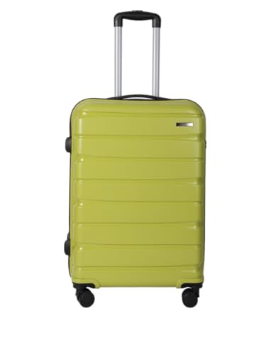 Image of Teakwood Medium Cabin Size 8 Wheels Trolley Bag, Hard Cabin with Zipper Closure, Adjustable Push Button & Cross Side Strap, TSA Lock System 360 Degree (Medium, Lime Green)