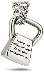 Women's Stainless Steel Cross Fit Kettlebell Necklace- Philippians 4:13