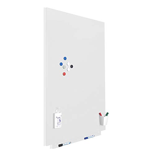 Rocada | Pizarra Blanca Magnética Sin Marco | Pizarra Imantada de Pared | Routladores de Borrado en Seco | 75 x 115 cm