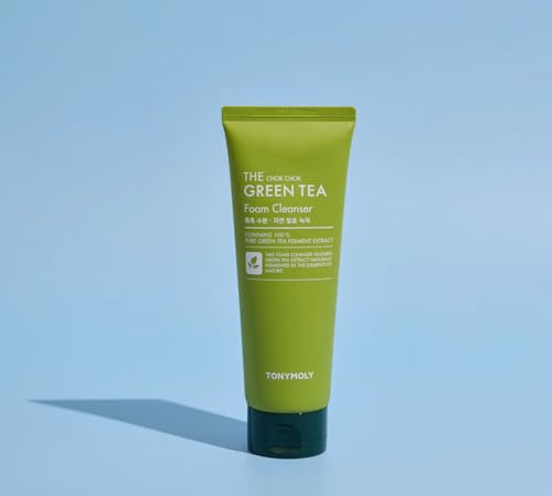 TONYMOLY The Chok Chok Green Tea Foaming Facial Cleanser for Women & Men, Hydrating Face Cleanser, Korean Skincare, Green Tea Face Wash