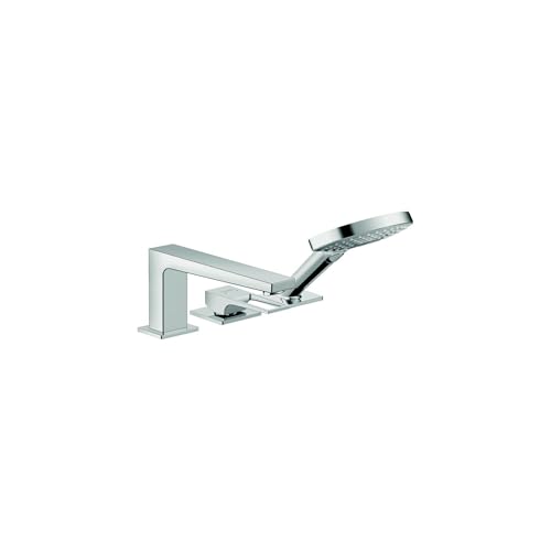 hansgrohe Metropol Modern 74554001 - Juego de grifo y ducha romana de 1 mango de 13 pulgadas de ancho en cromo