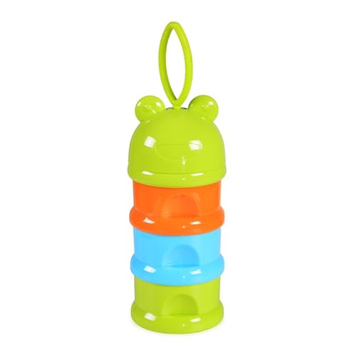 Milchpulverbehälter, Milchpulver-Portionierer Frosch grün, 3 Fächer mit Deckel