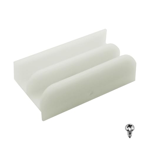VYF M6219 Sliding Shower Door Bottom Track for (Top-Hung) Glass Shower Door Plastic Track 3 in Length 1/2 in Width Fits Glass up to 7/16 Thick with Screws (1-Pack)