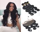 Brazilian Body Wave 3 Bundles and Closure Unprocessed 10A Virgin Human Hair Weave 100g/pc with Top Lace Closure 4x4 Wet and Wavy Hair Extensions (16 18 20 + 14 Inch, Black | Burg)
