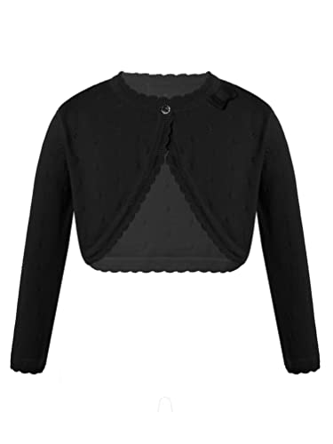 TiaoBug Girls Shrug Kids Button Closure Long Sleeve Knit Cardigan Party Formal Dress Cover Up Bolero Jacket3