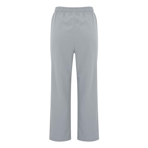 Linen Cotton Pants Women 2025 High Waisted Elastic Solid Trousers Palazzo Baggy Wide Leg Spri4