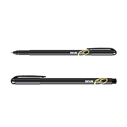 Win Optic Pens 50 Pcs, Black | Black Slim Body Premium Pens | Diamond Cut Tip | Ergonomic Grip for Smooth Writing
