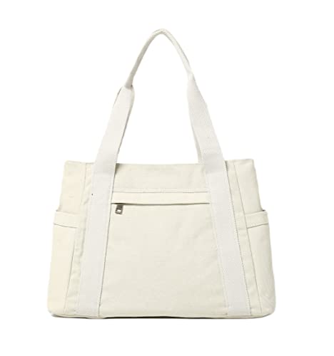 Jeelow Canvas Shoulder Tote Bag Double Handles Fashion Handbag Purse For Men & Women