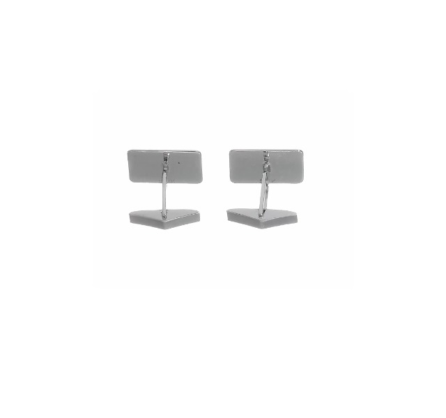 Mancuernillas rectangulares de hombre en oro blanco 14K miniatura 5