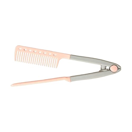 Fyrdyn ヘアをストレートにするコーム | ヘアアイロン用スタイリングストレートコーム | V形状のフラットアイロン用品スタイリングブラシ - 軽量コンパクト設計 ストレスフリー操作