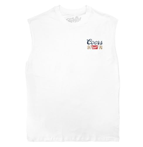 Tee Luv Mens Faded Coors Banquet Rodeo Double Sided Sleeveless Muscle Tee Shirt White XXL