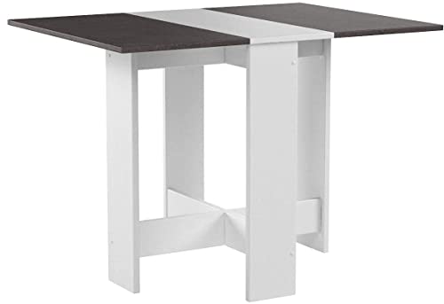 Papillon, Table Pliante avec 2 Abattants, en Panneaux de Particules Melaminés, Blanc/Béton 103/67/28x76x73,4 (LxPxA)