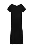 Marks & Spencer Schmales Midikleid Mit Hohem Baumwollanteil Und Rippenmuster Damen Schwarz UK 6 (EU 34)