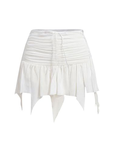 Floerns Women's Streetwear Layered Ruffle Hem Ruched Y2k A Line Mini Skirt