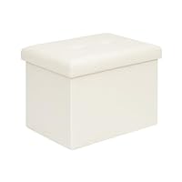 Bonlife Synthetic Leather Ottoman Storage Box with Lid, Foldable Footstool, Kids Bedroom Furniture, Toy Chest