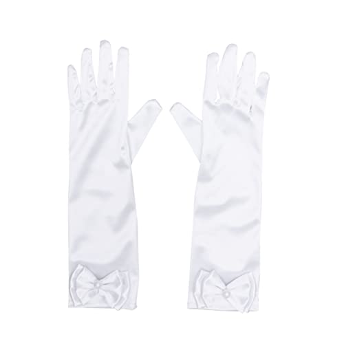 COLLBATH Flower Girl Long Gloves Boys and Girls Dress Gloves Bowknot for Wedding Elegant Evening Party