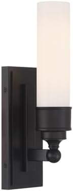 Crystorama Wilcox 1 Light LED Matte Black Sconce with Sconce with Glass Shade