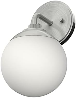 Hunter - Hepburn 1-light Brushed Nickel, Small Sconce Light, Dimmable, Modern Style, for Bedrooms, Kitchens, Foyers, Bathrooms - 19176