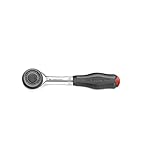 Carraca de 1/4 pulgadas con mango giratorio, 1 trinquete de radio r.360 con mango giratorio, ideal para un enfoque ultrarrápido y las tuercas de difícil acceso, trinquete de 5° con función palma de la mano. Fabricado en Francia