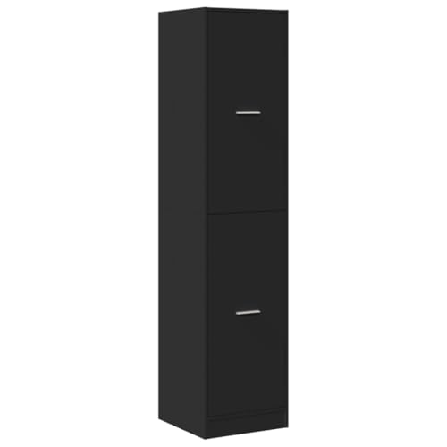 vidaXL Apothekerschrank Ausziehschrank mit Stauraum Allzweckschrank für Wohnzimmer Büro Nischenschrank Hochschrank Aufbewahrungsschrank Schwarz Holzwerkstoff