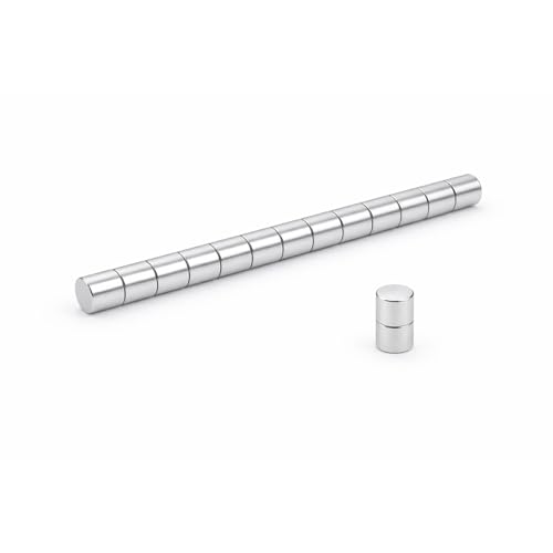 Top Magnesy – 100 pièces Aimants néodyme cylindriques 4x6 mm N38, extra puissants et nickelés, pour bricolage, atelier, modélisme, tableau magnétique et...