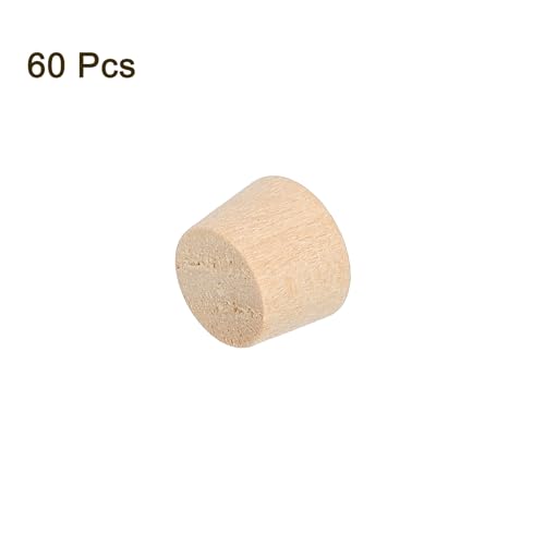 Image of uxcell 60Pcs Lotus Wood Round Wood Plugs, 8.5mm /0.33 inch Flat Head Hardwood Screw Hole Plugs, Wooden Caps Buttons for Furniture Woodworking Craft Decor (10mm x 8.5mm)
