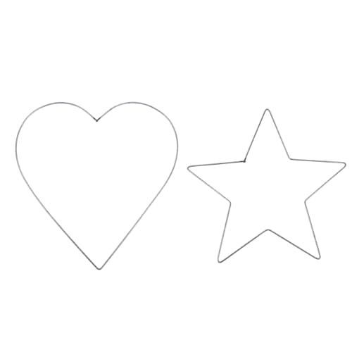 FAVOMOTO 2Pcs Wire Wreath Frame - Heart Star Form, Iron Rings, Garland Frame, Heart Shaped Metal Hoops, Macrame Dreamcatcher Rings