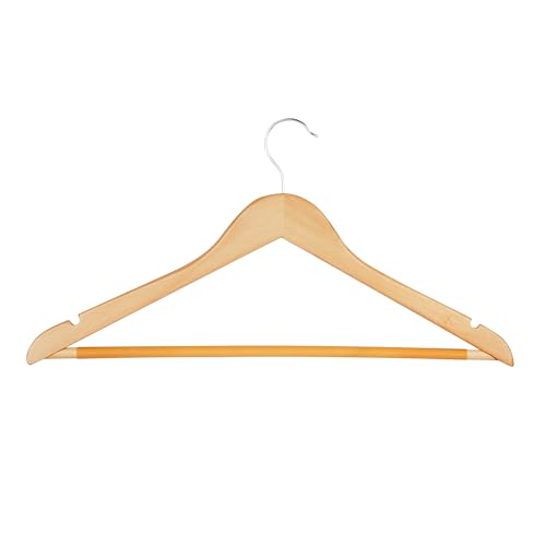 Image of Honey-Can-Do Sturdy Maple Wood Hangers – Non-Slip Grooved Bar, Perfect for Shirts and Suits, Durable & Stylish, 24-Pack