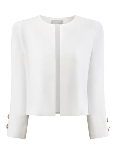 Women's Collarless Blazers 3/4 Sleeve Dressy Casual Cropped Jacket