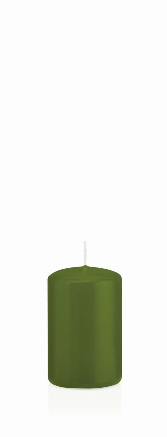 INNA-Glas Pillar Candle Maeva, Olive Green, 3.1"/8 cm, Ø2/5 cm, 18h