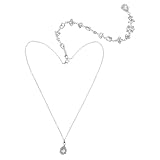 KAJNBN Collar de Cristal para Boda Cadena Trasera Larga y Colgante Floral Joyería para Mujer en Eventos Formales y Fiestas Plata