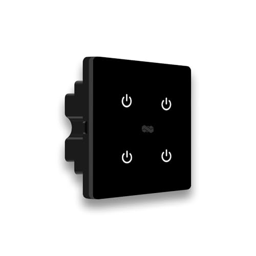 Image of IOTICS Smart Wifi Switch Board: 4 x Switch Module. Touch Control, Remote, App Control. Voice Compatible with Alexa & Assistant. Smart Touch Switch Board For Home Automation (Black)