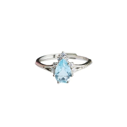 Bague argent S925 pierres colorées goutte, le cadeau d'anniversaire parfait pour une femme élégante