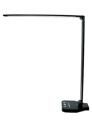 White crown LED Desk Lamp Dimmable Table Lamp Reading Lamp with USB Charging Port, 5 Lighting Modes, Sensitive Control, 30/60 Minutes Timer (Black)