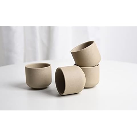 SYJAN HOME Ceramic teacups set of 4,No Handle Chinese KungFu Tea cups,3.5oz Teacups Japanese Teacup Set,Ceramic Tea Cup,4Pcs Cover