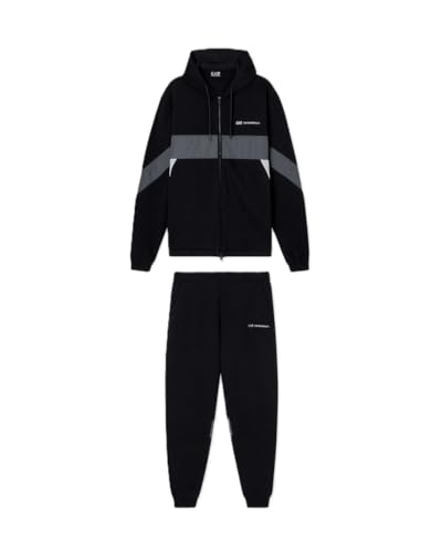 EA7 Emporio Armani Survêtement homme Athletic Colour Block en coton mélangé 7M000940AF10377 8033996437828-3XL, Noir et gris., M