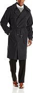 LONDON FOG Men's Plymouth Twill Belted Double-Breasted Iconic Trench Coat, Black, 42L