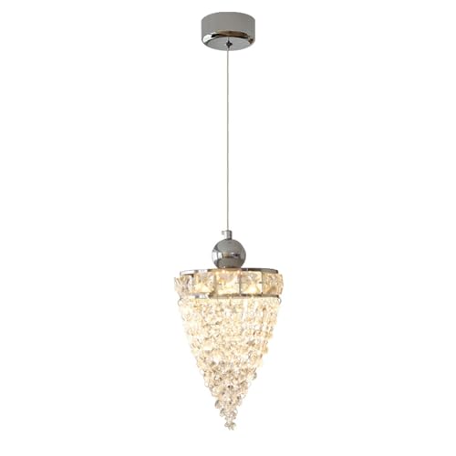 Lámpara colgante de cadena de vidrio creativa con LED de 12W para mesita de noche moderna