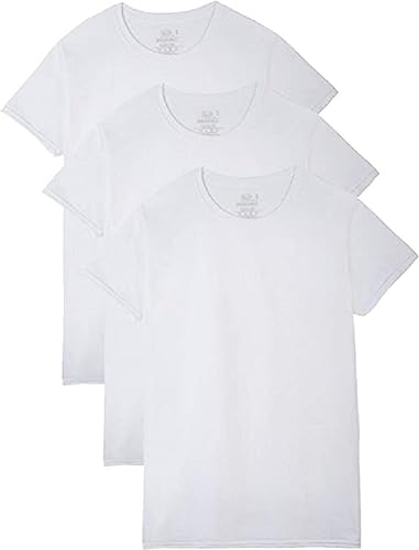 Fruit of the Loom Mens T-Shirts 3-Pack Breathable Cotton Undershirts Tall Man White, Large Tall