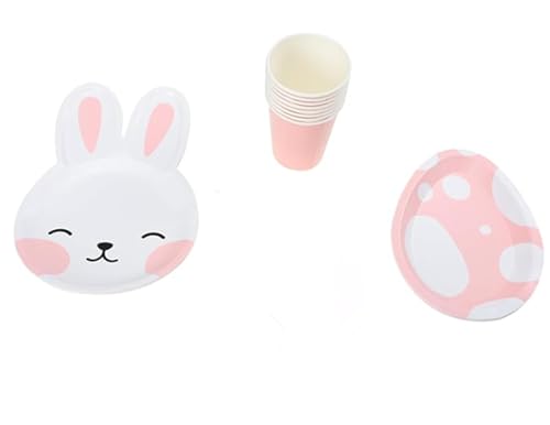 ポータブルイースターパーティー食器 イースター使い捨て紙コップ テーブルクロス 食品グレード ホワイトダンボール イースターパーティーの装飾用 アウトドアピクニック(1個、B)