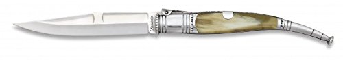 Martinez Albainox Serrana 01071 Couteau pliant avec manche en corne de taureau, virole en aluminium et lame en acier inoxydable de 15 cm