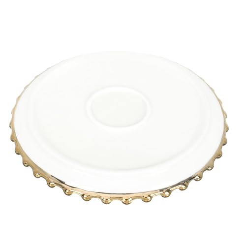 Garneck Gold Rim Dinner Plate Ceramic Breakfast Plate for Family Gatherings Elegant Dining Occasions