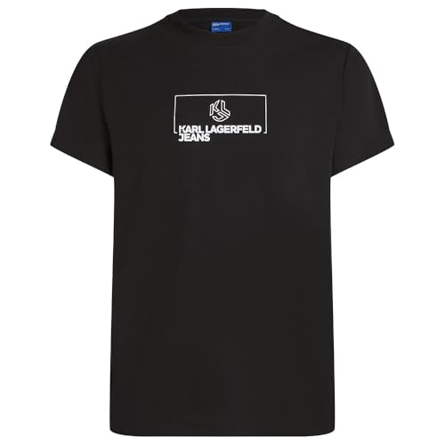 Karl Lagerfeld Jeans, Hombres, Camiseta Ajustada De Manga Corta Con Logotipo, Corte Slim, Negro, L