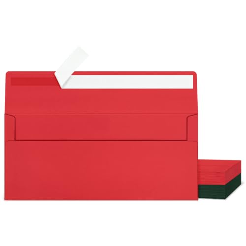 Image of Mulbozy 50Pcs #10 Red Green Envelopes Letter Size Windowless for Christmas