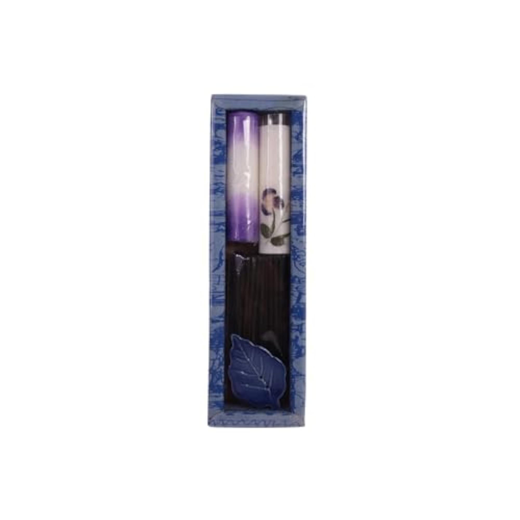 Aromatherapy Candle Gift Set with Incense Sticks, Lavender Scent