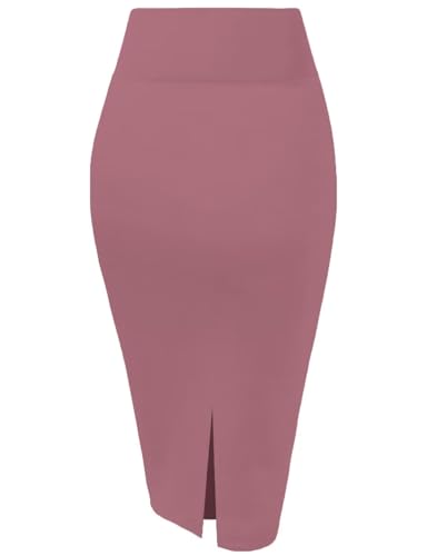 Image of Hybrid & Company Women's Premium Nylon Ponte Stretch High Waist Pencil Suit Skirt Below Knee
